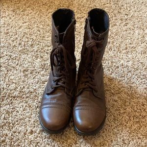 Brown combat boots